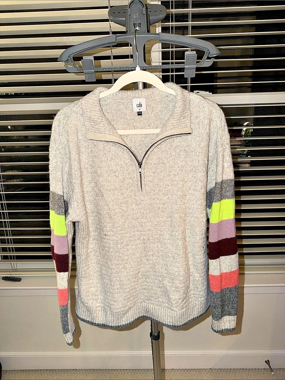 Cabi Color Block Half-Zip Sweater Size Medium